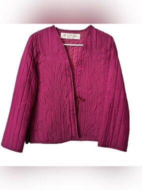 Vintage Amen Wardy Newport Beach Quilted Jacket Pink Floral Embroidered Medium